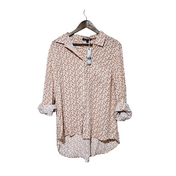 Velvet Heart Button-Up Top Women's Size XL Roll-Tab Sleeve Casual Chic Feminine - Picture 1 of 7